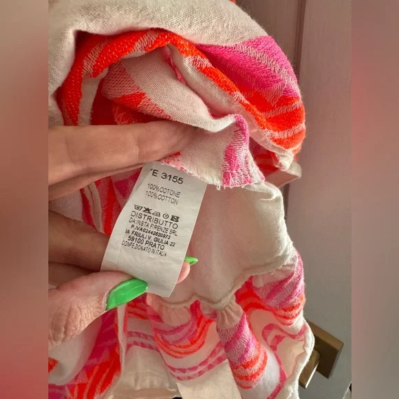 Cotton Mini Dress Hot Pink / Orange - Picture 5 of 6